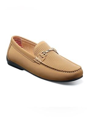 Stacy Adams MEN'S CORLEY MOC TOE BIT SLIP-ON - TAUPE. Size 10.